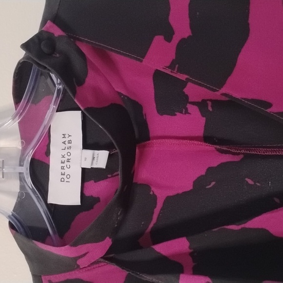 Derek Lam 10 Crosby Abstract Midi Dress Size 12 100% Silk Luxury - Picture 5 of 16